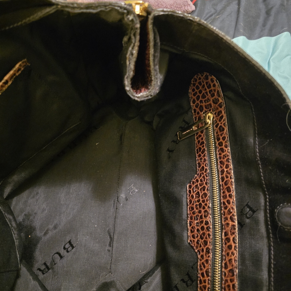 Burberry Textured Leather Shoulder Bag in Brown and Black - Picture 5 of 13